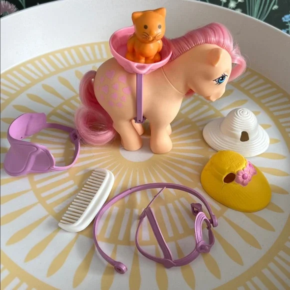 VINTAGE My Little Pony Pretty Parlor Peachy Pony & Twinkles cat 1980’s Hasbro - Picture 16 of 17